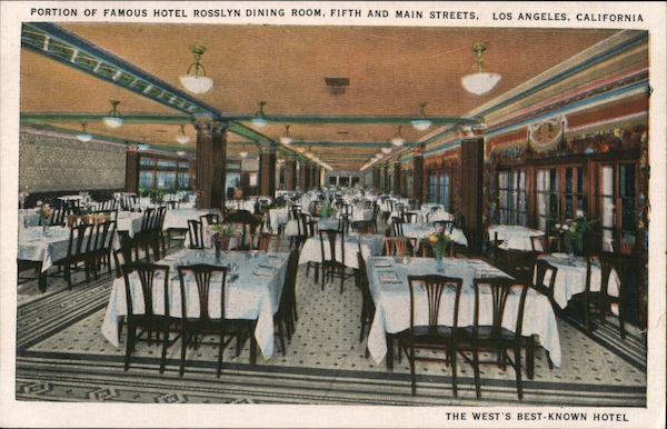 Portion of Famous Hotel Rosslyn Dining Room, Fifth and Main Street Los Angeles California