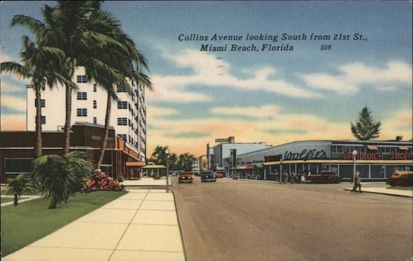 Collins Avenue Looking South From 21st St. Miami Beach Florida