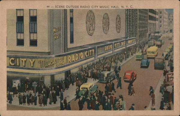 Scene Outside Radio City Music Hall Crowding For A Popular Afternoon New York City