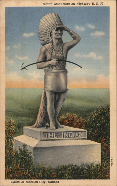 Indian Monument on Highway US 77 Junction City Kansas