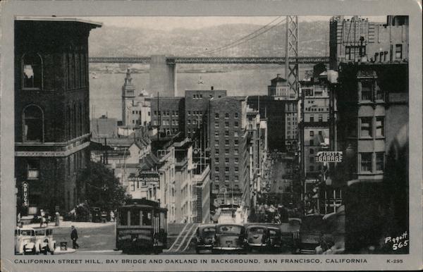 California Street Hill, Bay Bridge and Oakland in Background San Francisco