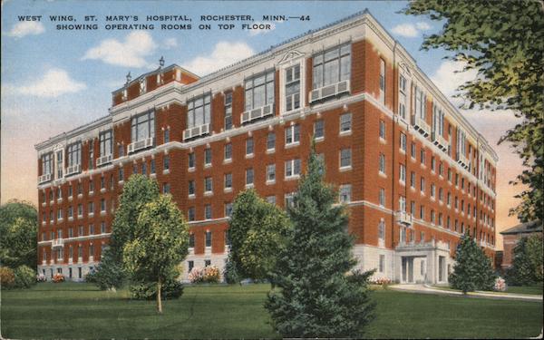 West Wing, St. Mary's Hospital, Showing Operating Rooms On Top Floor Rochester Minnesota