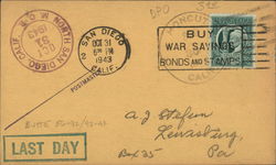 Last Day DPO Cancel North San Diego, Honcut, CA Postcard