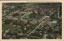 Air View, Kansas State Teachers College Pittsburg, KS Postcard Postcard Postcard