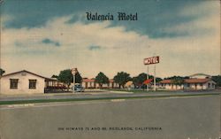 Valencia Motel On Hiways 70 and 99, Redlands, California Postcard