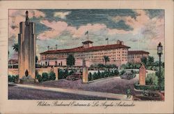 Wilshire Boulevard Entrance to Los Angeles Ambassador Postcard