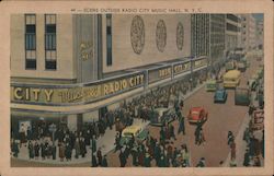 Scene Outside Radio City Music Hall Crowding For A Popular Afternoon Postcard