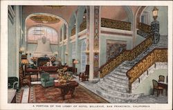 A Portion of the Lobby of Hotel Bellevue Postcard
