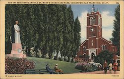 Sun Yat Sen Statue and Old St. Mary's Church and Park, Chinatown, San Francisco California Postcard Postcard Postcard