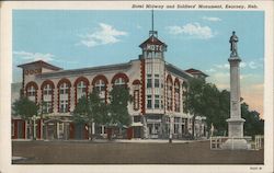 Hotel Midway and Soldiers' Monument, Kearney, Neb. Postcard