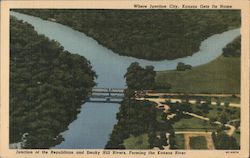 Junction of the Republican and Smoky Hill Rivers, Forming The Kansas River, Where Junction City, Kansas Gets Its Name Postcard