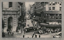Powell Street Cable Car at Market Street Turn Table Postcard