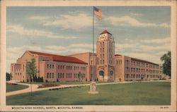High School Building Postcard