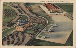 Air View of Municipal Airport, Wichita, Kansas Postcard