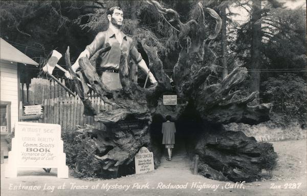 Entrance Log at Trees of Mystery Park Redwood Highway California
