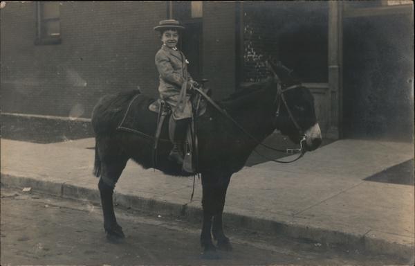 Boy Riding Donkey Chicago Illinois George R. Prescott
