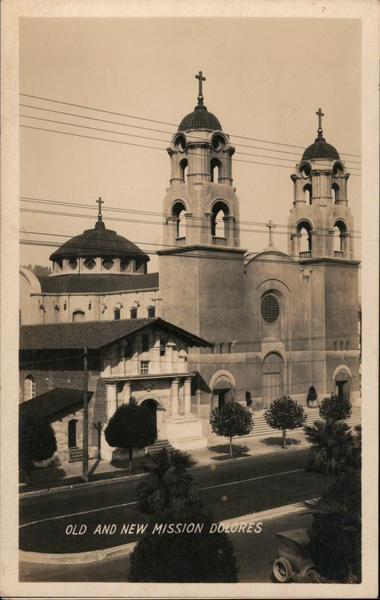 Old and New Mission Dolores San Francisco California