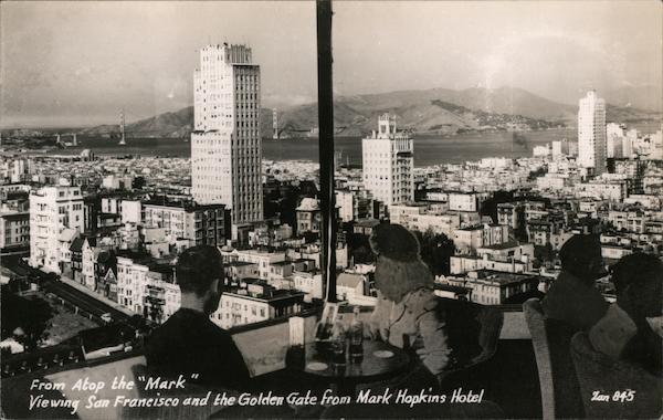 View of San Francisco and Golden Gate from Atop Mark Hopkins Hotel California