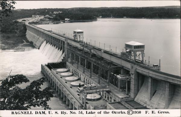Bagnell Dam, U.S. Hy. No. 54 Lake of the Ozarks 1950 Lake Ozark Missouri