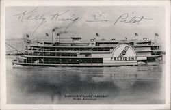"President", Streckfus Steamer - On the Mississippi Postcard