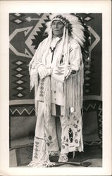 Native American Chief "Wales in Water" in Full Dress Native Americana Postcard Postcard Postcard