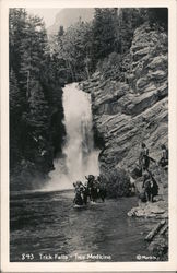 Native Americans on Horseback, Trick Falls-Two Medicine Lake Postcard