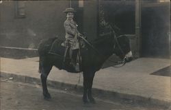 Boy Riding Donkey Postcard