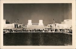 Legion Of Nations Fountain Display With Hall Of Nations And United States Government Building In Background Postcard