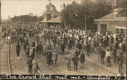 AT&SF 14th Avenue Depot - The Crowd That Met Me Winfield, KS Postcard Postcard 