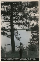 Boat Landing, Forrest Lodge on Middle McKenzie Lake Postcard