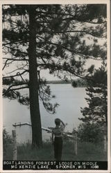 Boat Landing, Forrest Lodge on Middle McKenzie Lake Spooner, WI Postcard Postcard Postcard