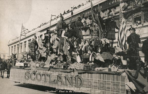 Scotland Float in Portola Parade San Francisco October 21, 1909 California