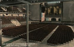 The Interior of Auditorium and View of $50,000 Pipe Organ Postcard