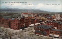 Bird's Eye View Alamo Hotel, Antlers Hotel, Exchange Nat. Bank Bldg. Postcard