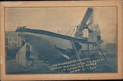 USS Minnesota's Launch Carried 11 Men to Death in Hampton Roads June 11, 1907 Postcard