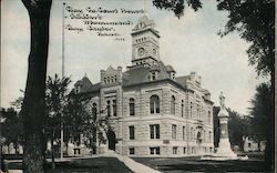 Gray Co. Court House, Soldier's Monument Postcard