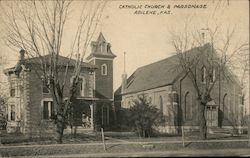 Catholic Church & Parsonage Abilene, KS Postcard Postcard Postcard