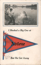 I Hooked A Big One At Abilene, But He Got Away Kansas Postcard Postcard Postcard