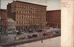 Clark St. Opposite Court House in 1860 Postcard