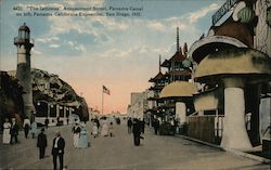 "The Isthmus" Amusement Street, Panama Canal On Left San Diego, CA 1915 Panama-California Exposition Postcard Postcard Postcard