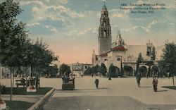 Looking West on Prado San Diego, CA 1915 Panama-California Exposition Postcard Postcard Postcard