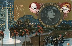 Official Post Card Portola Festival A View of Union Square Illuminated At Night Carnival Queen Virgilia Bogue Postcard