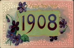 Happy New Year 1908 Postcard