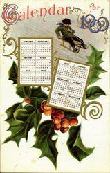 Calendar For 1909 Postcard