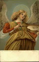 Angel Playing The Violin Music Postcard Postcard