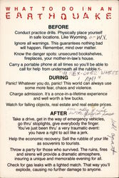 What to do in an Earthquake Postcard