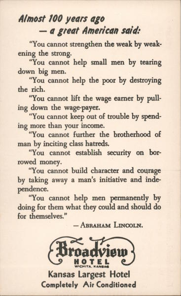 Abraham Lincoln Quotes - Broadview Hotel Wichita Kansas