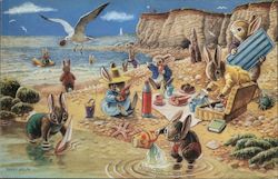 Picnic on the Beach - Racey Helps Postcard