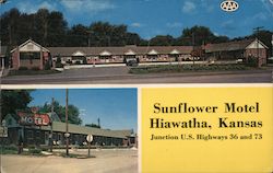 Sunflower Motel Hiawatha, KS Postcard Postcard Postcard