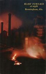 Blast Furnace at Night Postcard